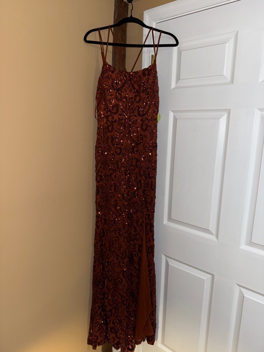 Windsor Rust Sequin Embellished Prom Dress